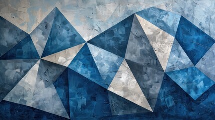 Abstract Geometric Blue and Grey Art