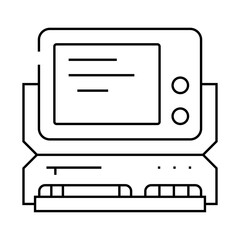 computer pc retro gadget line icon vector. computer pc retro gadget sign. isolated contour symbol black illustration