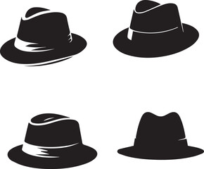 silhouette of clean vector Hat set isolated on white background 