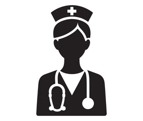 women doctor and nurse icons silhouette white background vector illustration