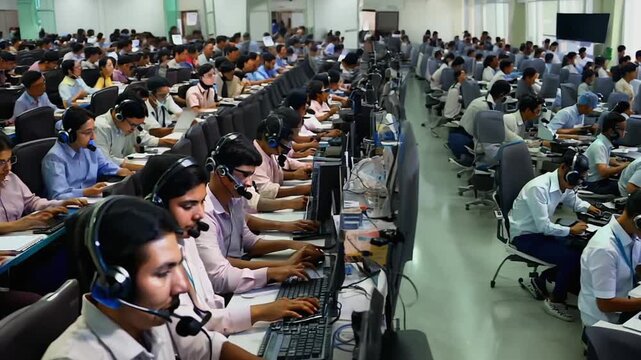 People working at a call center in India
