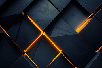 Abstract dark geometric pattern with yellow light.
