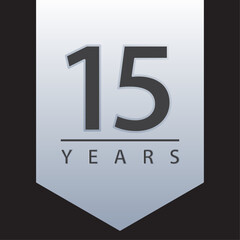 15 years tag blue and silver gradient for celebration, events, anniversary