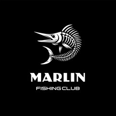 skeleton Marlin Sword Fish Logo Design Suitable For Fishing Company 