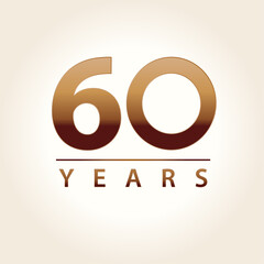 60 years for celebration events, anniversary, commemorative date. brown sixty years logo light background