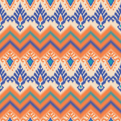 Vibrant Zigzag and Diamond Pattern with Orange and Blue Accents