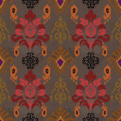 Earthy Brown Pattern with Bold Red and Orange Accents
