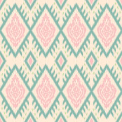 Pastel Diamond Pattern with Soft Pink and Green Motifs