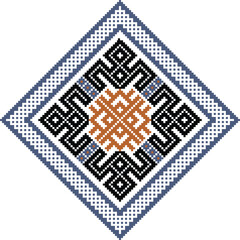 The pixelated design offers a blend of traditional and modern aesthetics, creating a visually striking and symmetrical composition.
