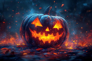 Fototapeta premium bright and colorful Halloween pumpkin and Trick or treat illustration, wallpaper or poster