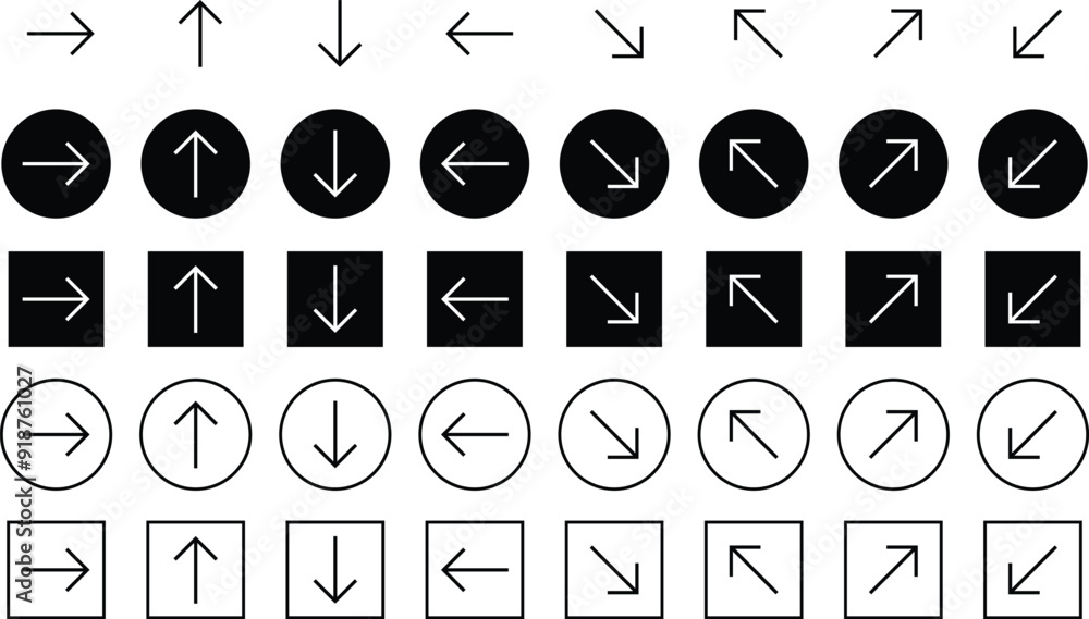 Poster simple arrow symbol. circle rectangle on arrow symbol vector illustration.