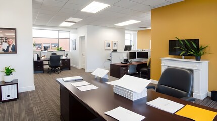 Fototapeta premium Office Setup with Envelopes in a Open office plan Setting