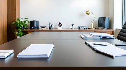 Office Setup with Notebooks in a Corporate workspace Setting