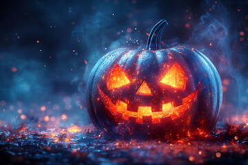 Fototapeta premium bright and colorful Halloween pumpkin and Trick or treat illustration, wallpaper or poster