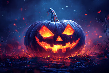 Fototapeta premium bright and colorful Halloween pumpkin and Trick or treat illustration, wallpaper or poster