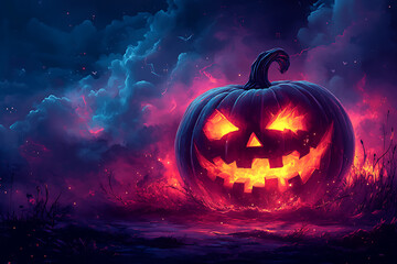 Fototapeta premium bright and colorful Halloween pumpkin and Trick or treat illustration, wallpaper or poster