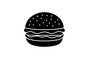 Hamburger vector silhouette, burger icon vector, Fast food silhouette vector illustration

