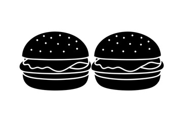 Hamburger vector silhouette, burger icon vector, Fast food silhouette vector illustration

