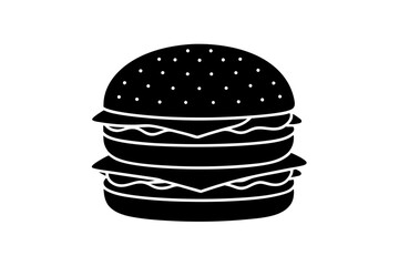 Hamburger vector silhouette, burger icon vector, Fast food silhouette vector illustration

