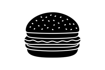 Hamburger vector silhouette, burger icon vector, Fast food silhouette vector illustration

