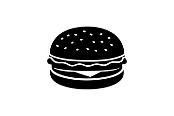 Hamburger vector silhouette, burger icon vector, Fast food silhouette vector illustration

