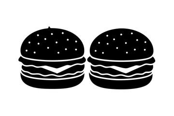 Hamburger vector silhouette, burger icon vector, Fast food silhouette vector illustration

