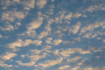 early morning sky with cirrocumulus clouds lit by sun in Dresden, Germany