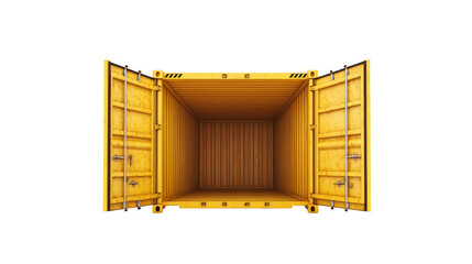Cargo container open with door on transparent background. empty freight container for shipping and delivery concept.