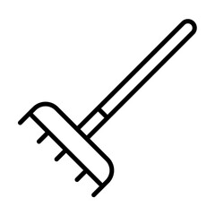 Rake Icon in Line Style Suitable for Web, Apps, Presentation, or Printable Meanings