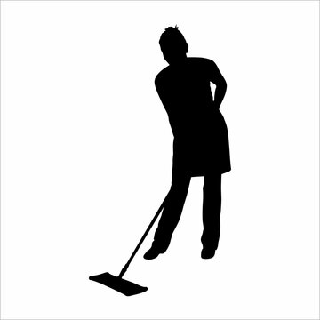 recommend clip art: Silhouette of a woman sweeping