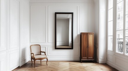 四角い鏡のある部屋、　インテリア雑貨
