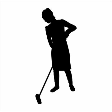 recommend clip art: Silhouette of a woman sweeping