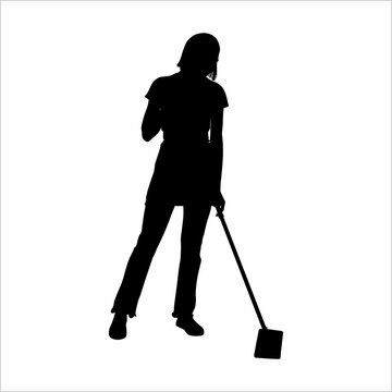 recommend clip art: Silhouette of a woman sweeping