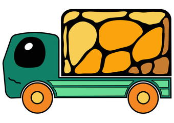 illustration of a truck combine with turtle
