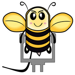 bee cartoon character combine with podcast microphone
