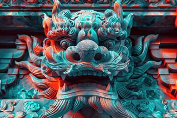 Fototapeta premium A detailed image of a dragon's head and neck