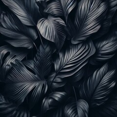 Obraz premium Abstract black and green textured fabric with a soft, stylish pattern resembling leaves, ideal for design and decoration in furniture and clothing contexts