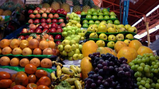 Traditional fruits of Peru at the San Camilo market Arequipa
