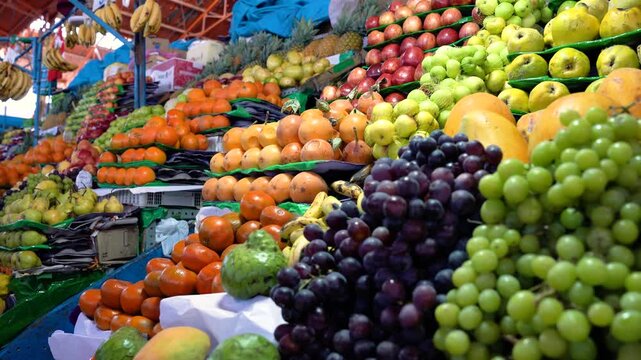 Traditional fruits of Peru at the San Camilo market Arequipa