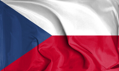 An up close view of Czech Republic flag flying textures