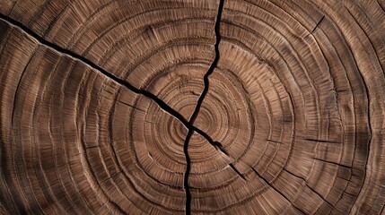 Cross-section of an ancient hardwood trunk, showcasing growth rings and rich, earthy tones, with detailed surface texture