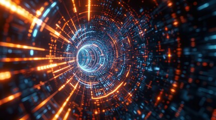 Obraz premium Abstract Tunnel of Digital Data