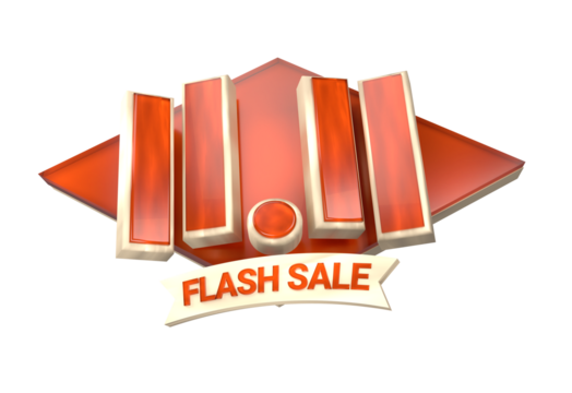 3D orange shopping day 1111 promotion sign 3d isolated for eleven day of eleven month