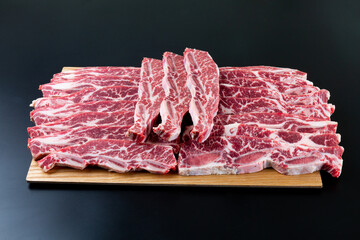 Kimchi pancala ribs on a black backgroundke on a white background