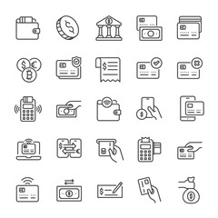 Payment thin line icons collection. Editable stroke. For website marketing design, logo, app, template, ui, etc. Vector illustration.