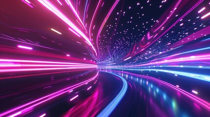 Obraz premium Neon Lights Tunnel Abstract