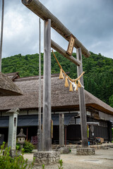 福島県にある江戸時代の風情を残す大内宿にある高倉神社の鳥居