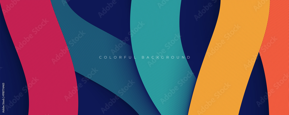 Poster colorful abstract lines shape on layers background gradient design vector