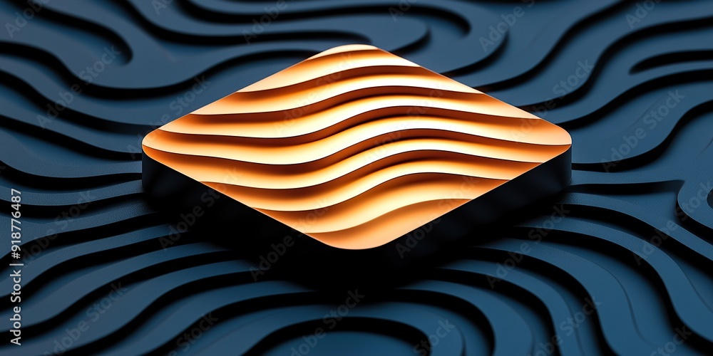 Poster illuminated abstract wave pattern on dark surface