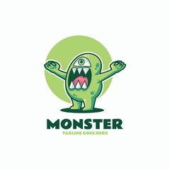 Vector Logo Illustration Monster Mascot Cartoon Style.